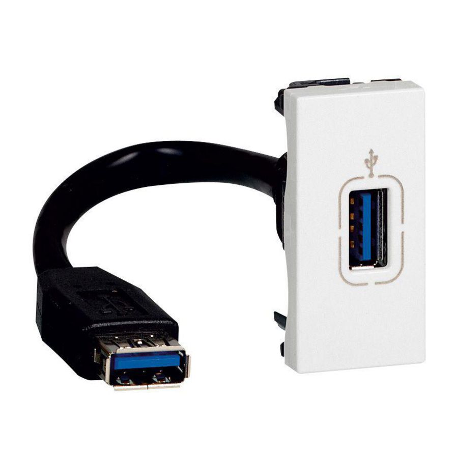 USB-contactdoos 2,0 1 module wit Mosaic