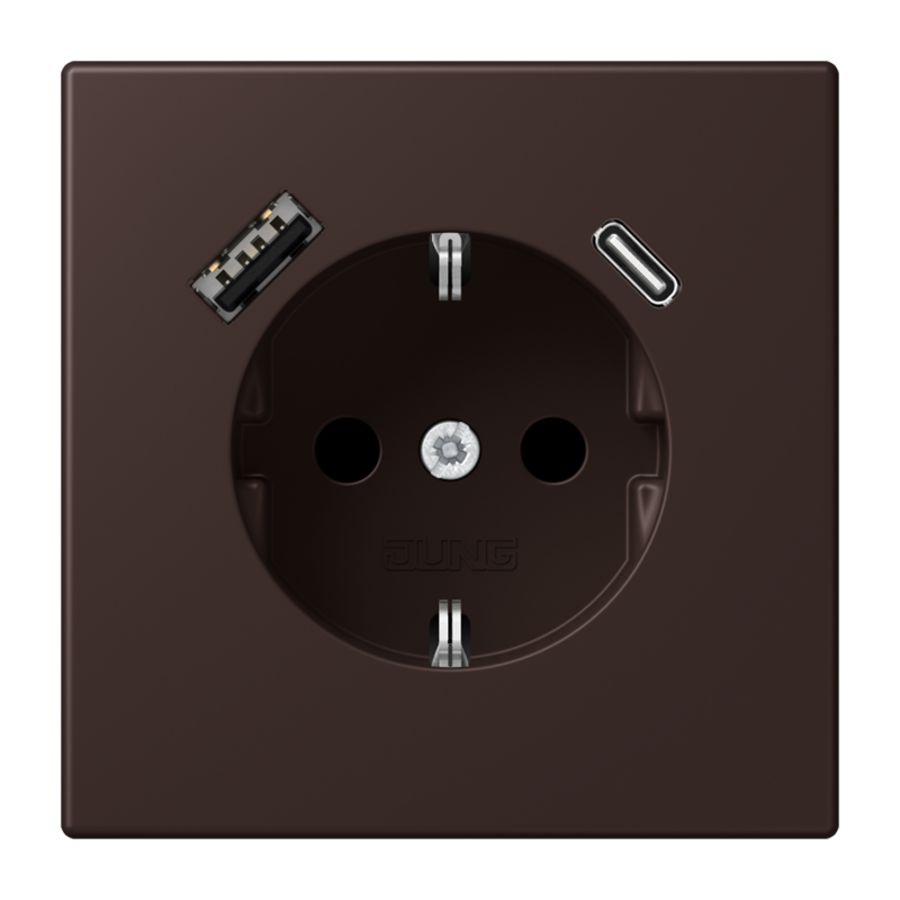 Wandcontactdoos met R/A + lader USB A+C Saf+ LC4320J