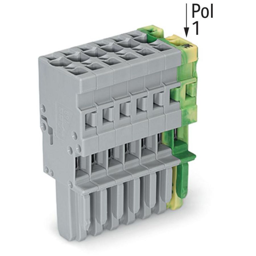 1-draads female steker CAGE CLAMP 4mm² groen-geel/gr VVE=25