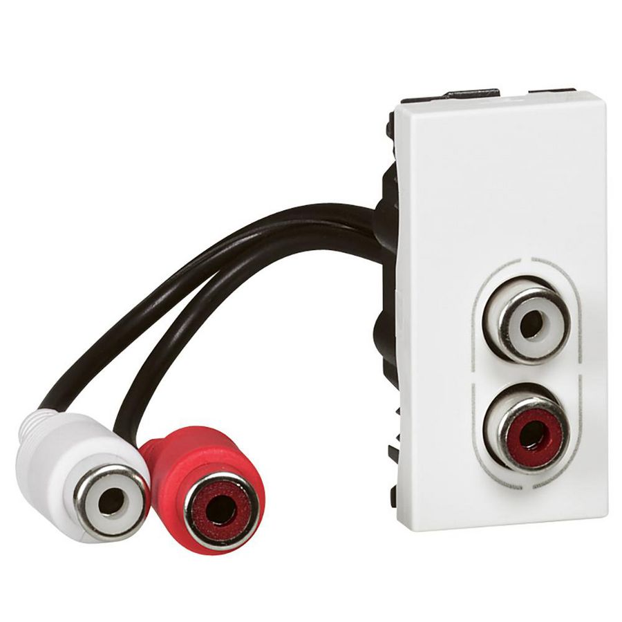 Dubbele RCA-contactdoos 1 module wit Mosaic