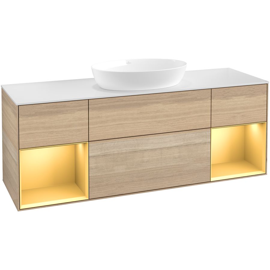 Wastafelonderkast Finion 1600x603x501mm Oak Veneer FD01HFPC