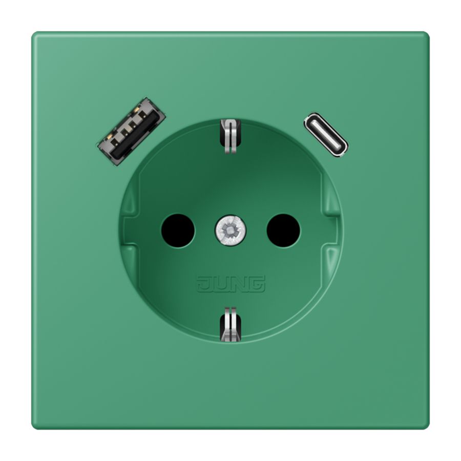 Wandcontactdoos met R/A + lader USB A+C Saf+ LC4320G