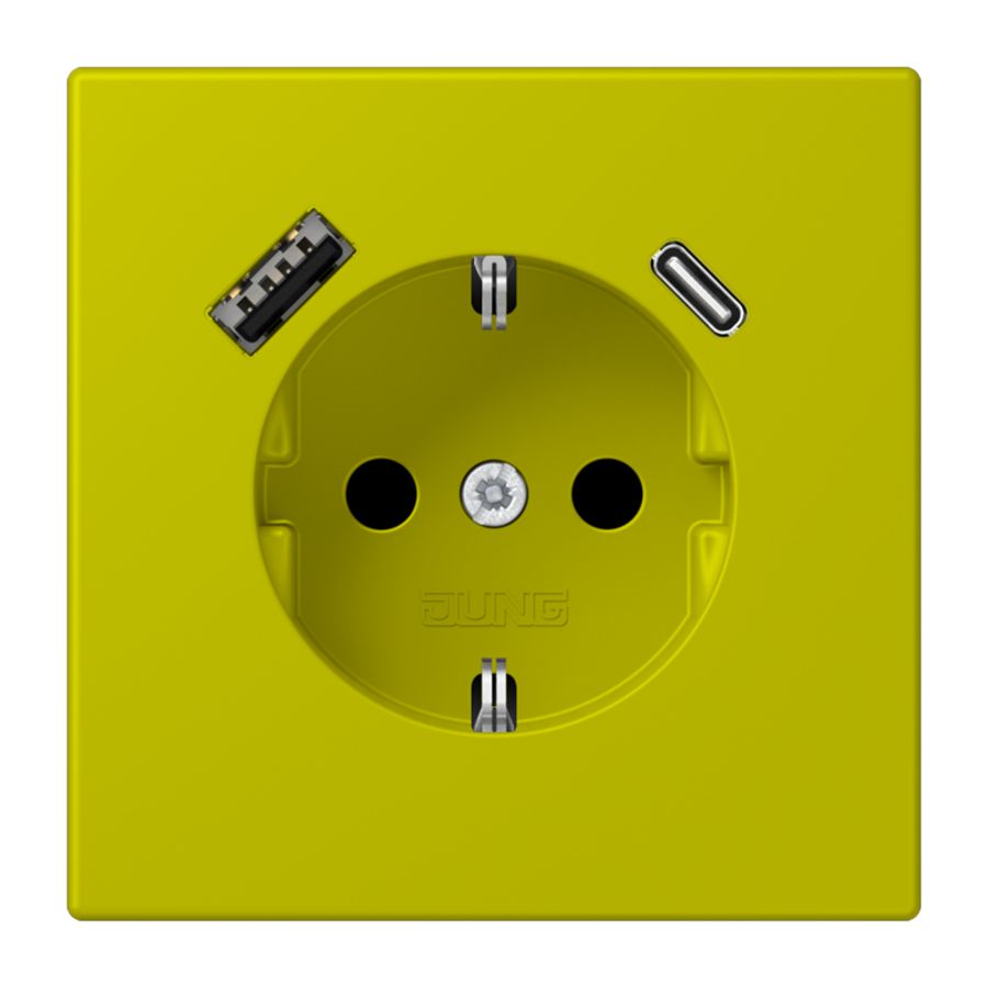 Wandcontactdoos met R/A + lader USB A+C Saf+ LC4320F groen