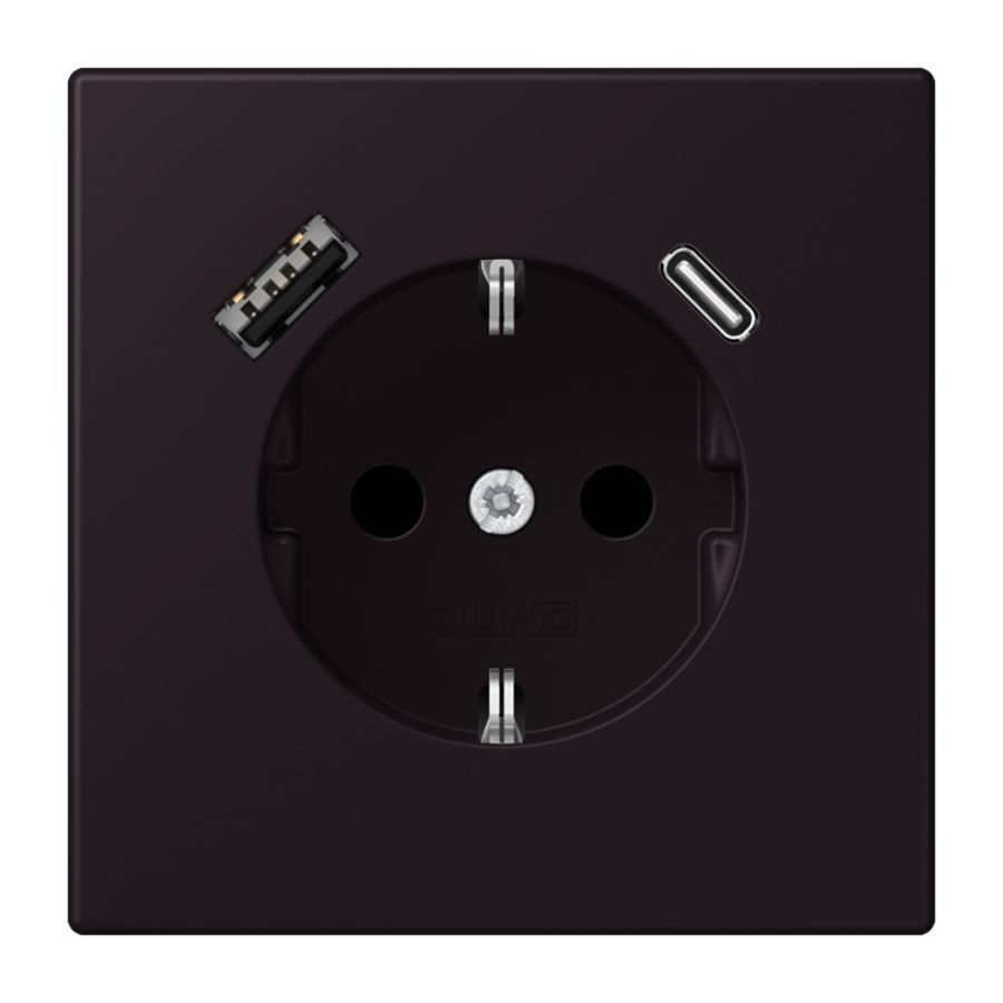 Wandcontactdoos met R/A + lader USB A+C Saf+ LC4320E