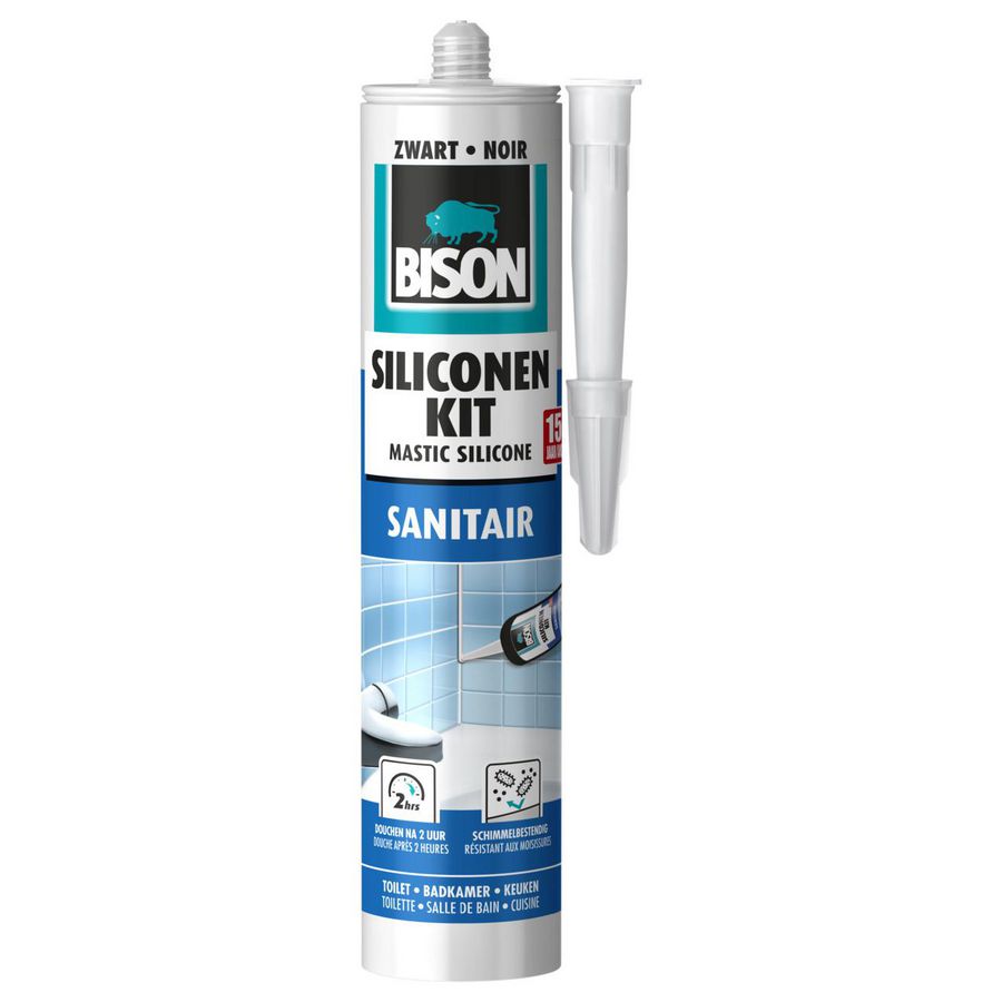 Siliconenkit Sanitair zwart 300ml VVE=12