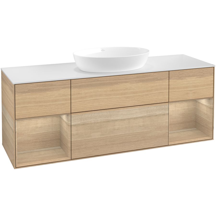 Wastafelonderkast Finion 1600x603x501mm Oak Veneer FD01PCPC