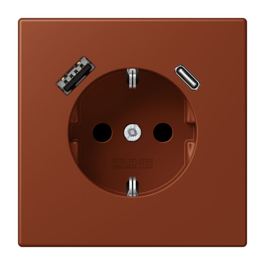 Wandcontactdoos met R/A + lader USB A+C Saf+ LC4320D