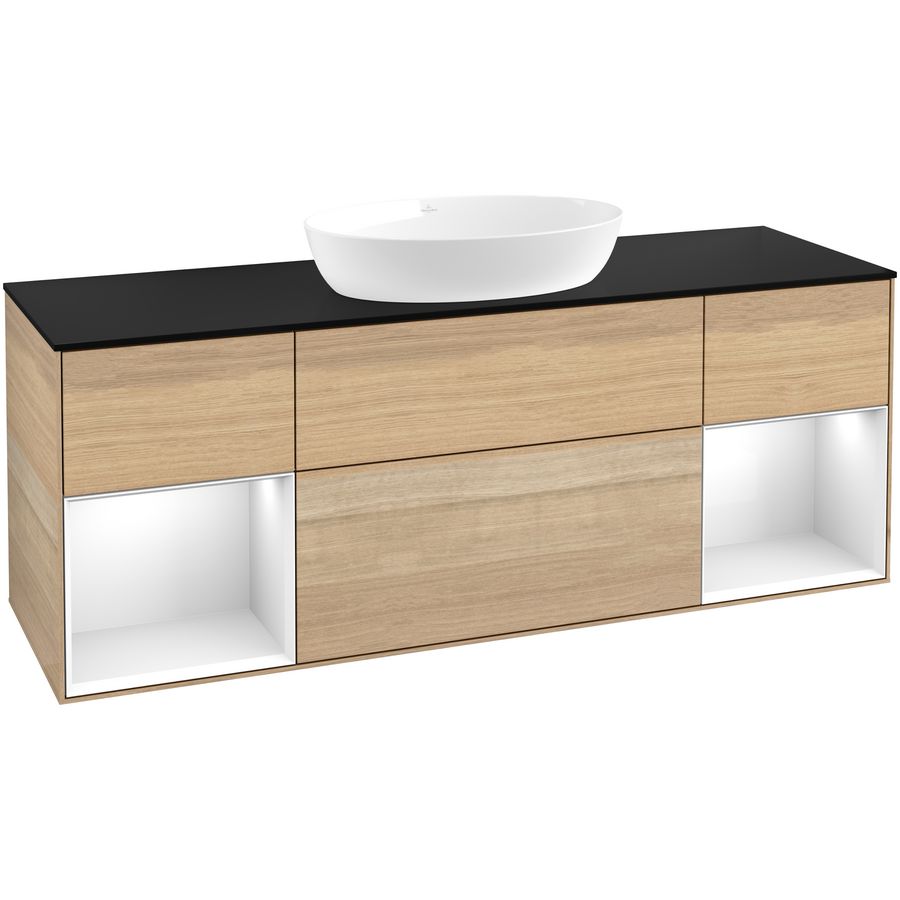 Wastafelonderkast Finion 1600x603x501mm Oak Veneer FD02GFPC