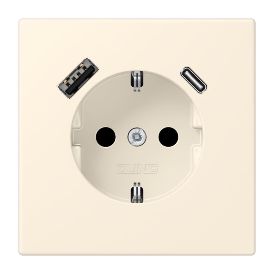 Wandcontactdoos met R/A + lader USB A+C Saf+ LC4320B
