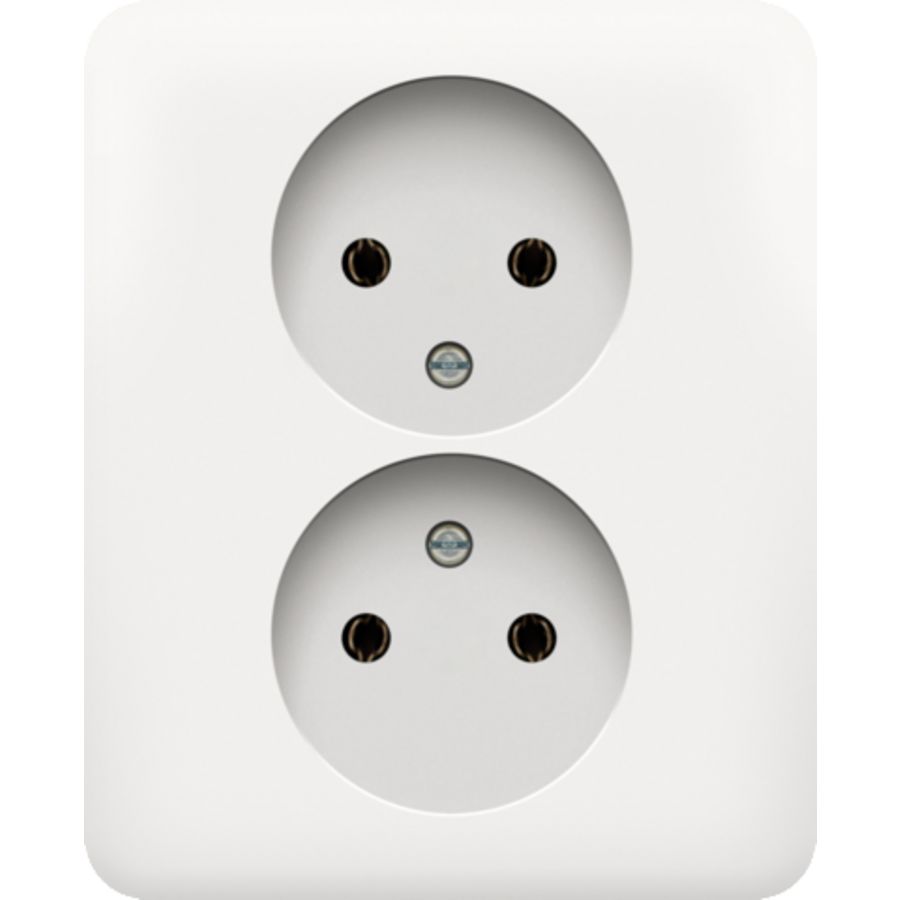 Dubbel 2pol stopcontact z.aarding volledig app. white VVE=10