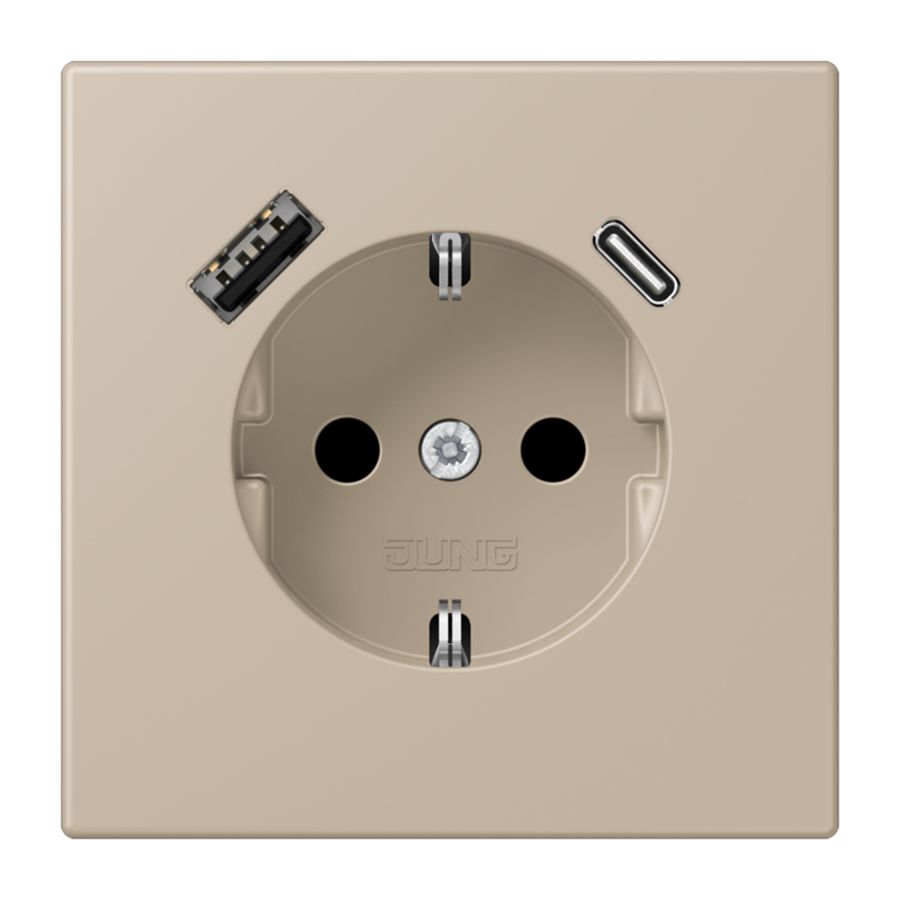 Wandcontactdoos met R/A + lader USB A+C Saf+ LC32142