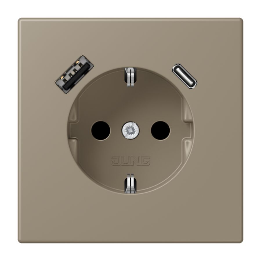 Wandcontactdoos met R/A + lader USB A+C Saf+ LC32141
