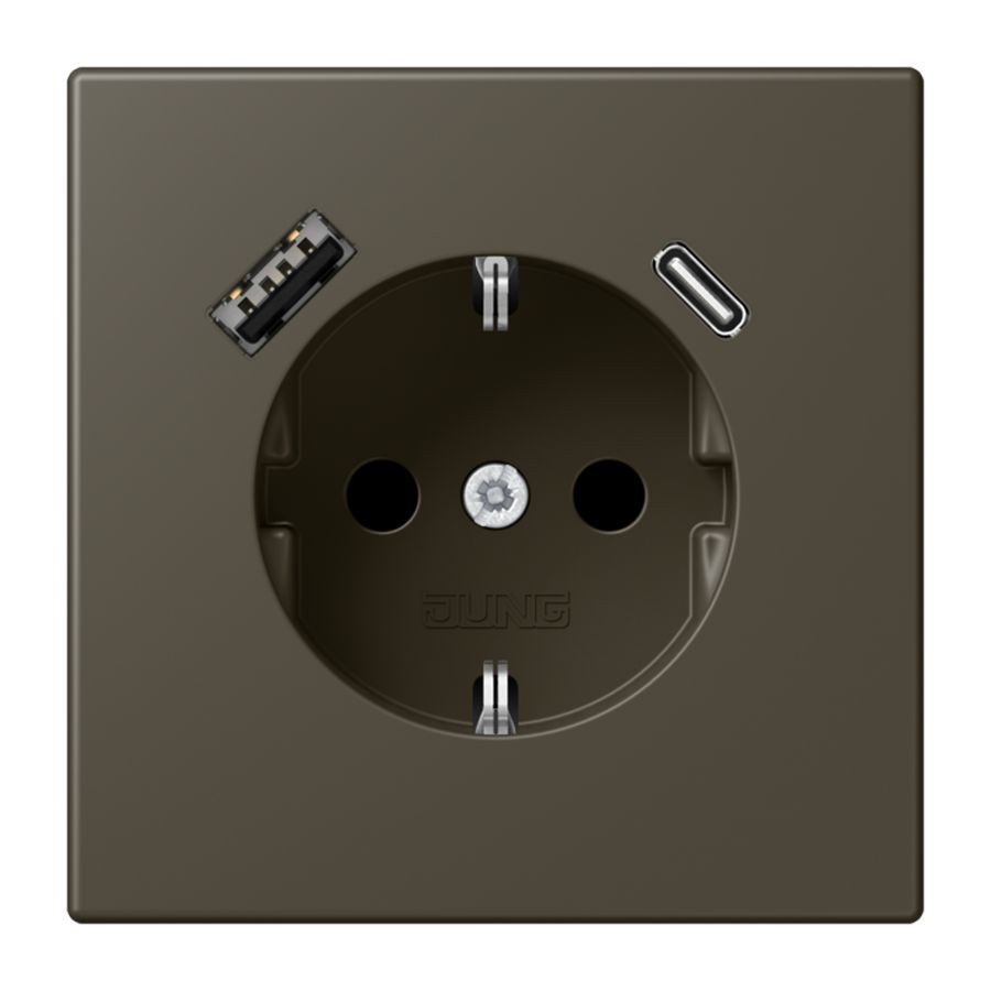 Wandcontactdoos met R/A + lader USB A+C Saf+ LC32140