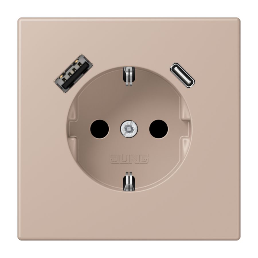 Wandcontactdoos met R/A + lader USB A+C Saf+ LC32131