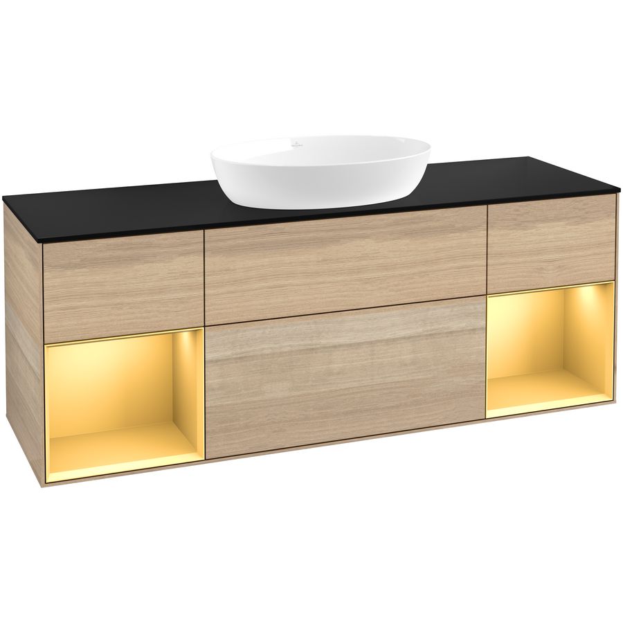Wastafelonderkast Finion 1600x603x501mm Oak Veneer FD02HFPC