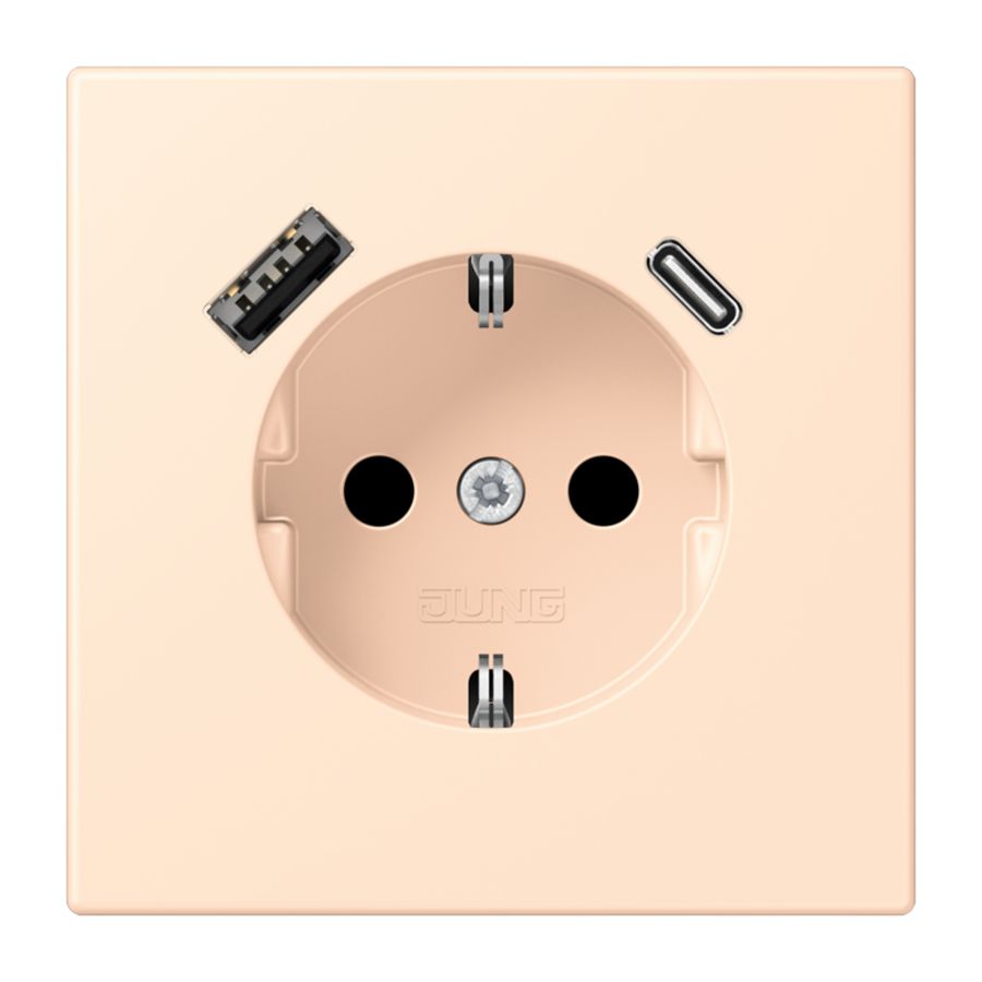 Wandcontactdoos met R/A + lader USB A+C Saf+ LC32123