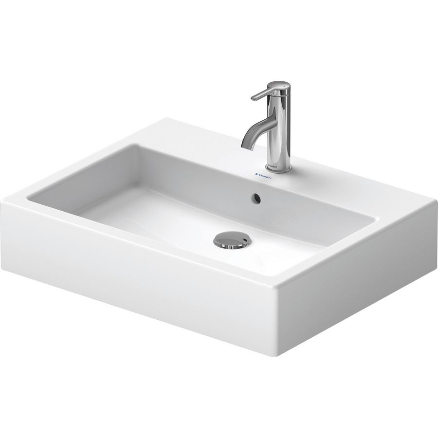 VERO #045260 opzetwastafel 595mm wit met kraangat met overloop geslepen onderzijde