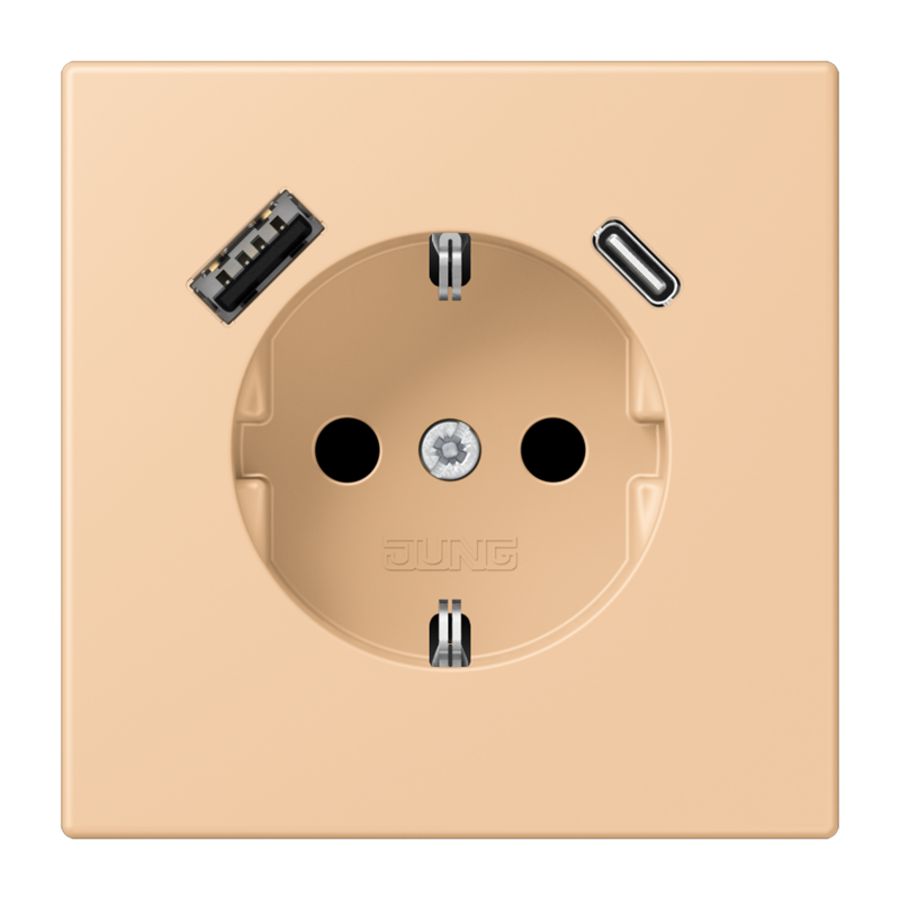 Wandcontactdoos met R/A + lader USB A+C Saf+ LC32122
