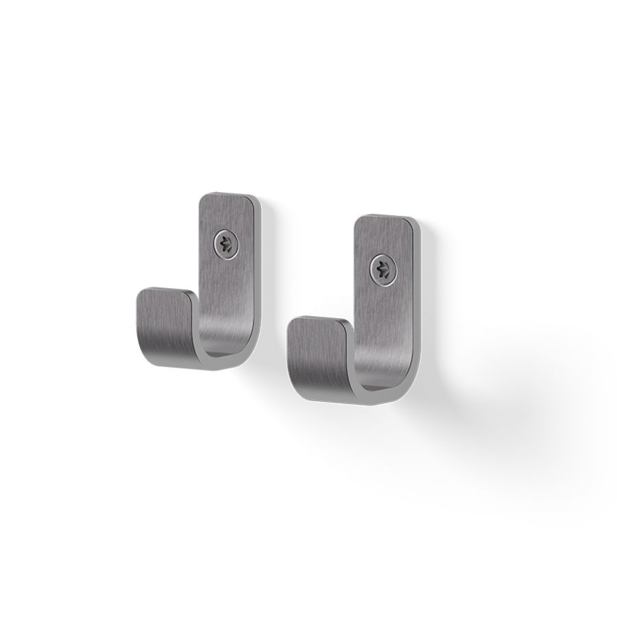 Set a 2 handdoekhaak HOOK CURVED rvs geborsteld
