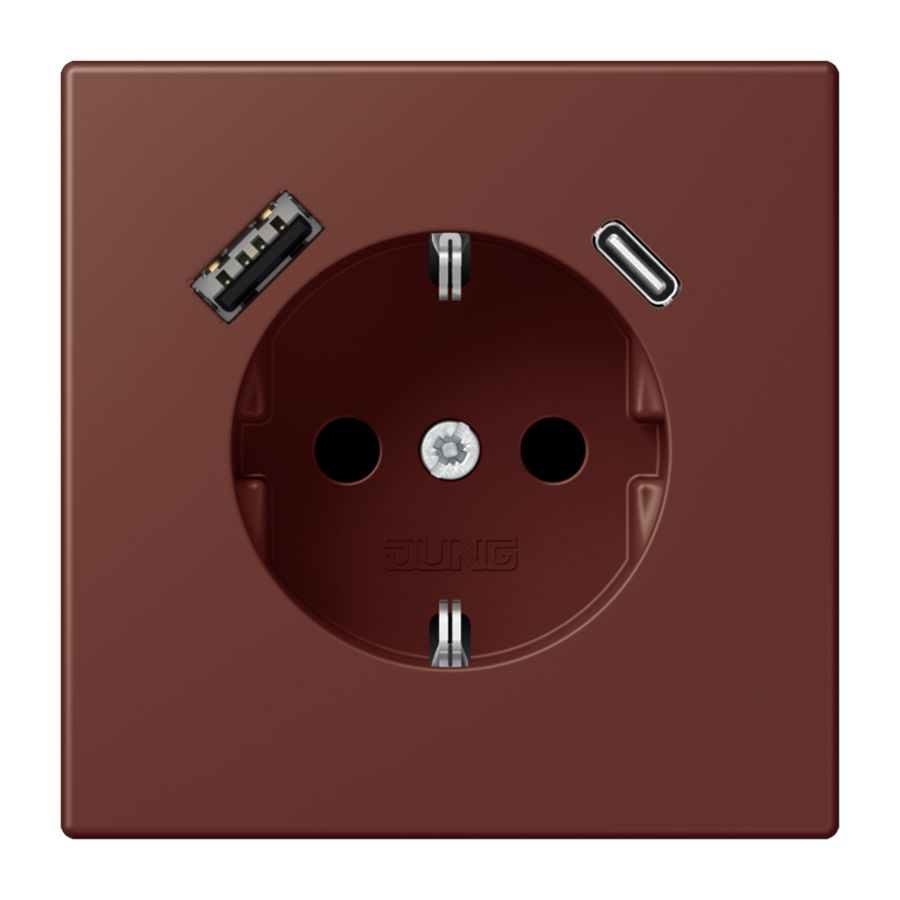 Wandcontactdoos met R/A + lader USB A+C Saf+ LC32120