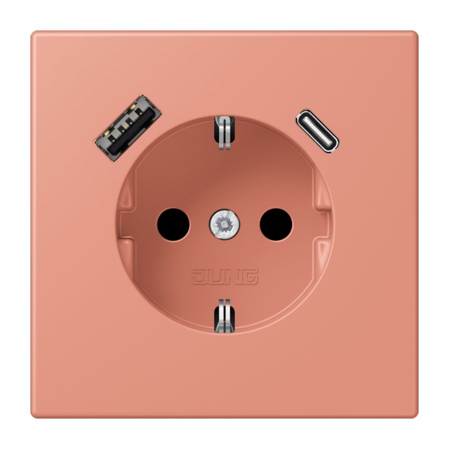 Wandcontactdoos met R/A + lader USB A+C Saf+ LC32111