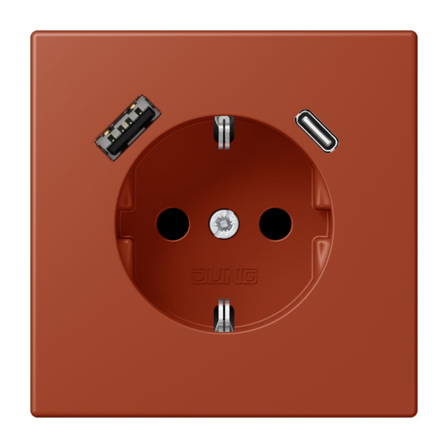 Wandcontactdoos met R/A + lader USB A+C Saf+ LC32110