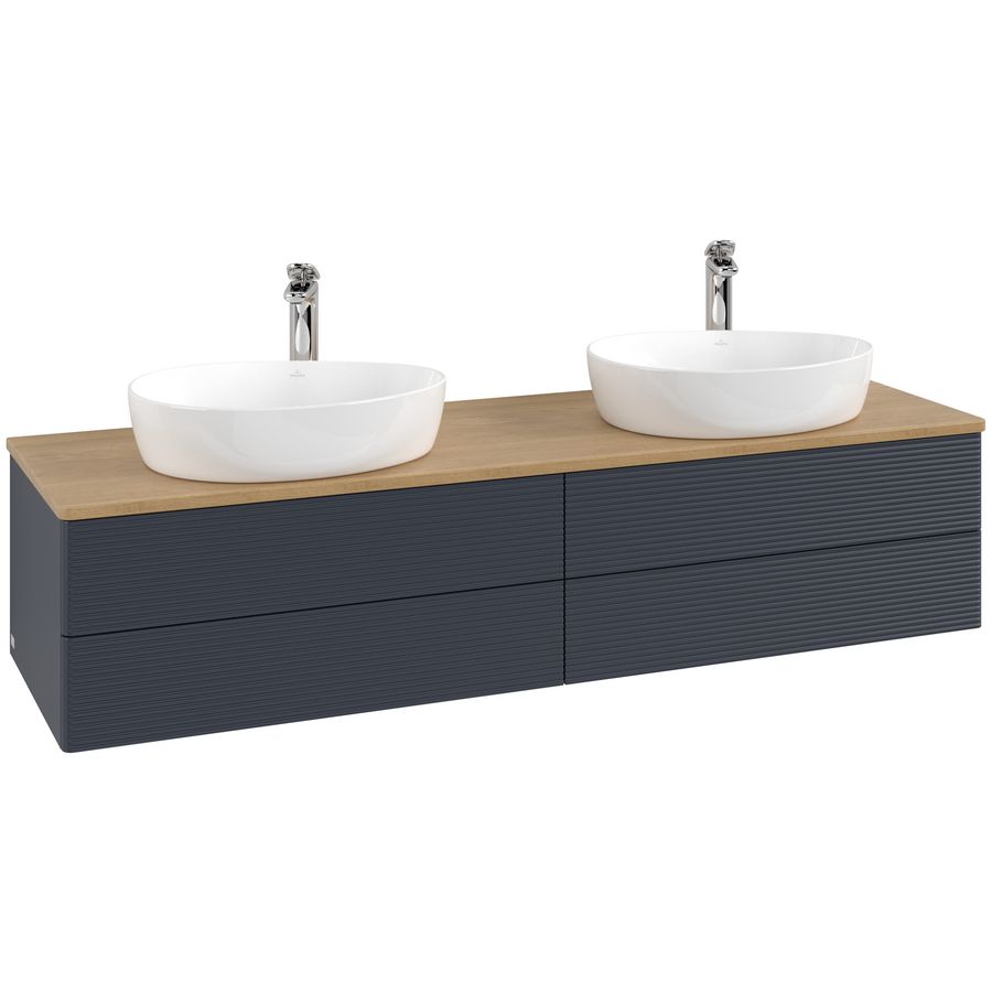 Wastafelonderkast Antao 1600x360x500mm Mid.Blue Matt Lacquer L28151HG
