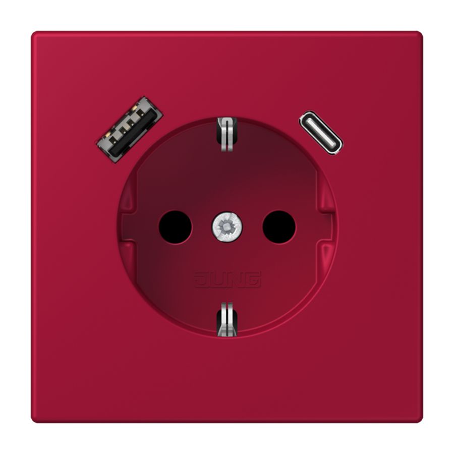 Wandcontactdoos met R/A + lader USB A+C Saf+ LC32100