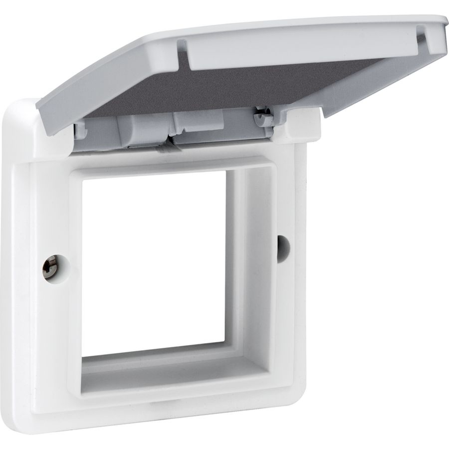 Spuitwaterdicht aanpaskader met klapdeksel 45x45mm grijs