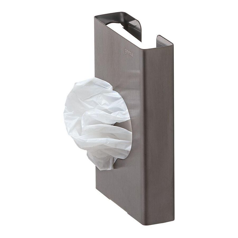 Houder zwart geborst. v. hyg. zak NEMOX BRUSHED BLACK METAL