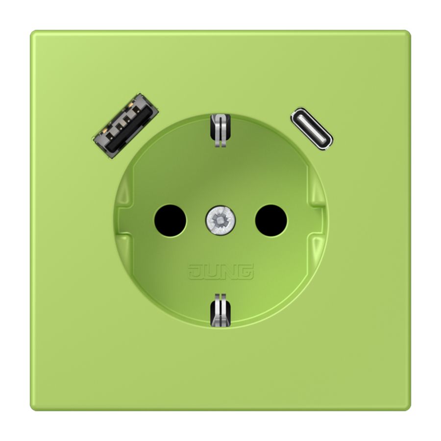 Wandcontactdoos met R/A + lader USB A+C Saf+ LC32052