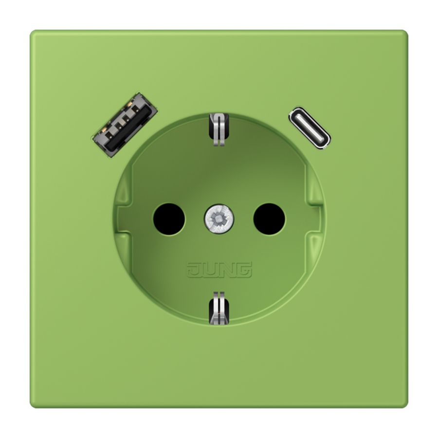 Wandcontactdoos met R/A + lader USB A+C Saf+ LC32051