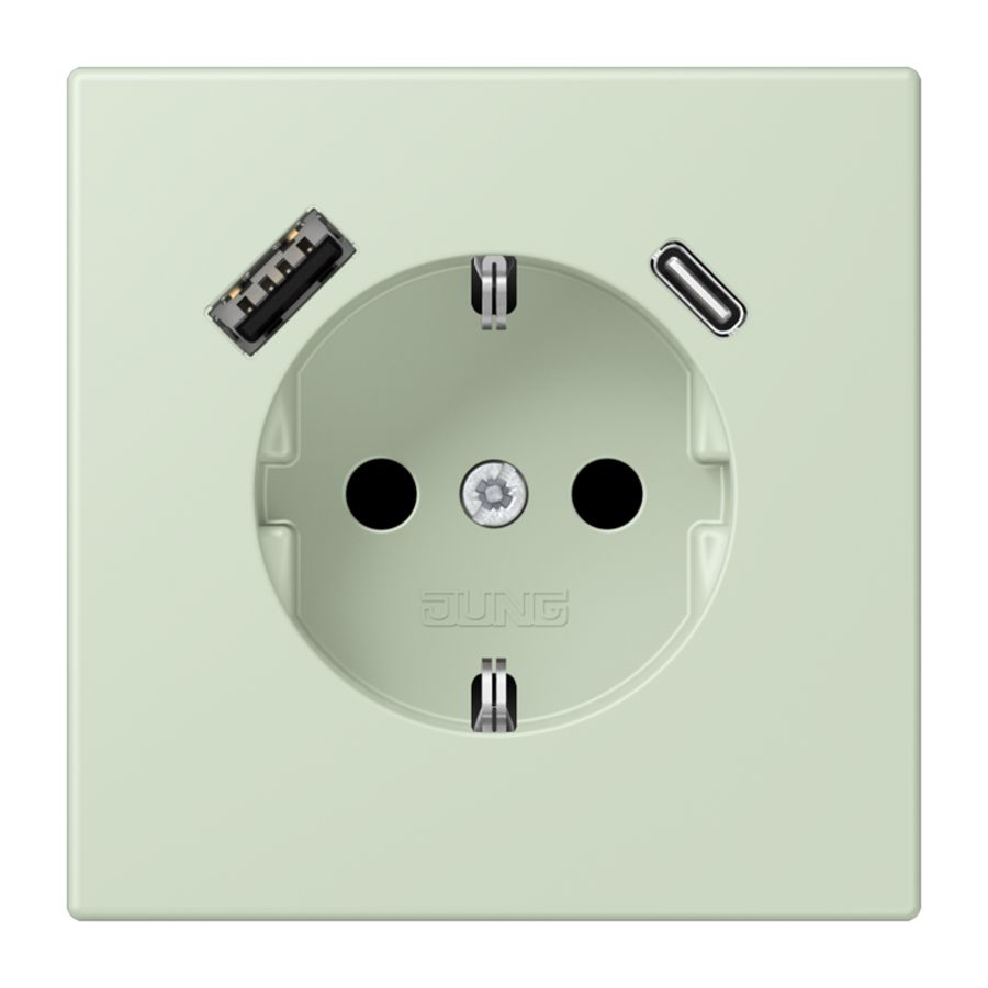 Wandcontactdoos met R/A + lader USB A+C Saf+ LC32042