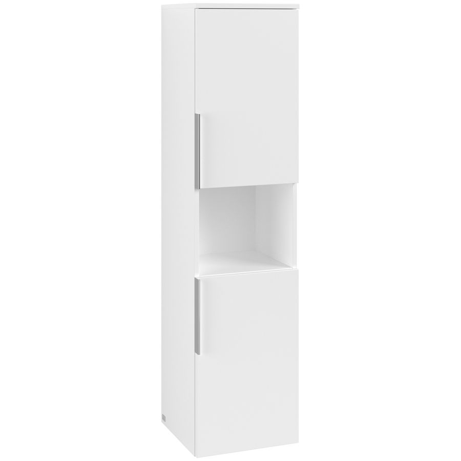Hoge kast ARCHITECTURA 350x1400x346mm wit mat B89701MS greep Volcano Black