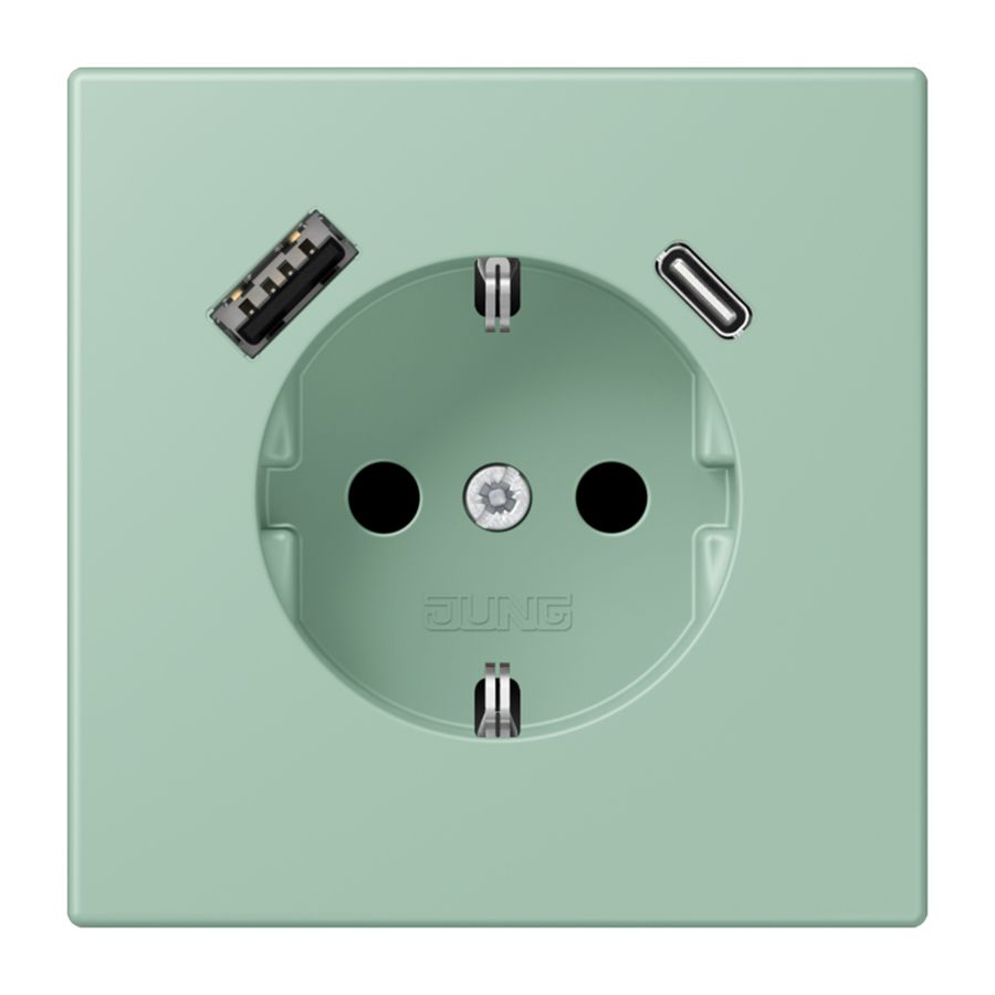Wandcontactdoos met R/A + lader USB A+C Saf+ LC32041