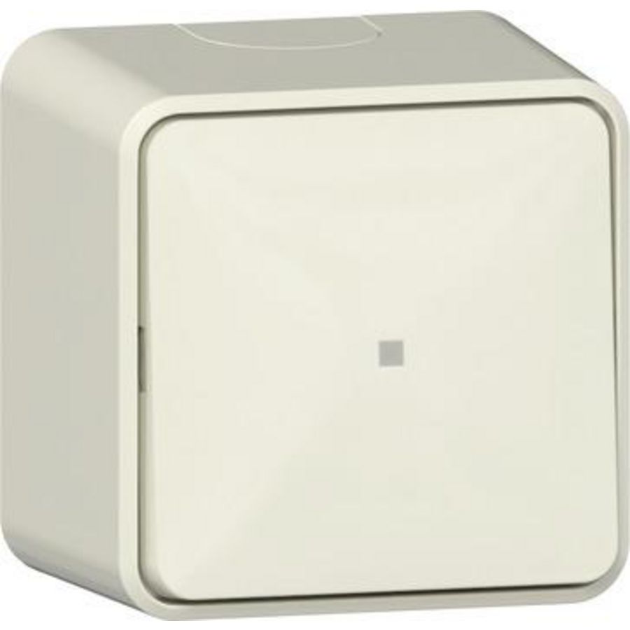 Wipdrukcontact  wisseldrukcontact  ctrl.v. + montageplaat Opbouw creme wit