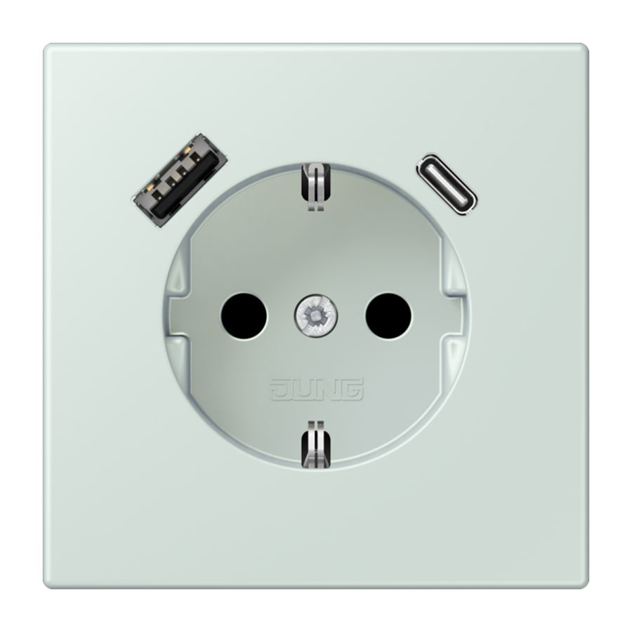 Wandcontactdoos met R/A + lader USB A+C Saf+ LC32034