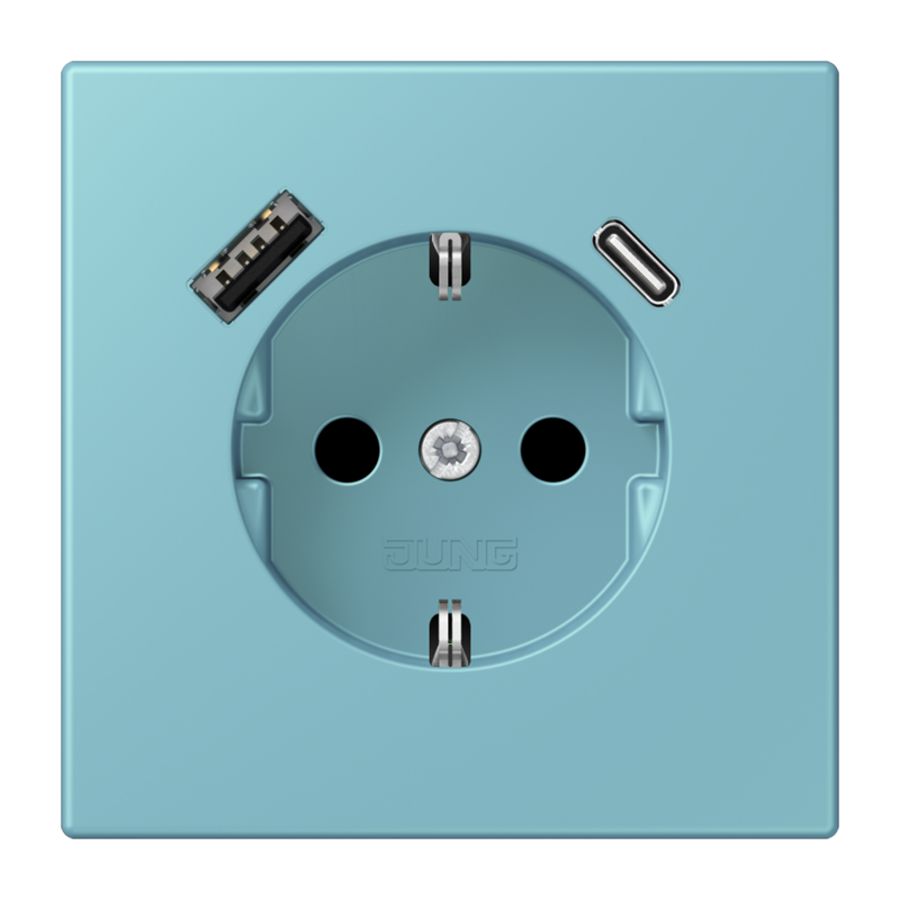 Wandcontactdoos met R/A + lader USB A+C Saf+ LC32032