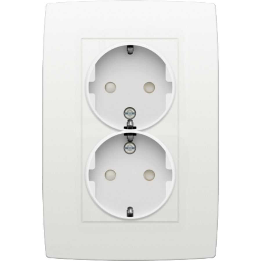 Dubbel stopcontact randaarde beschermingsafsluiters white