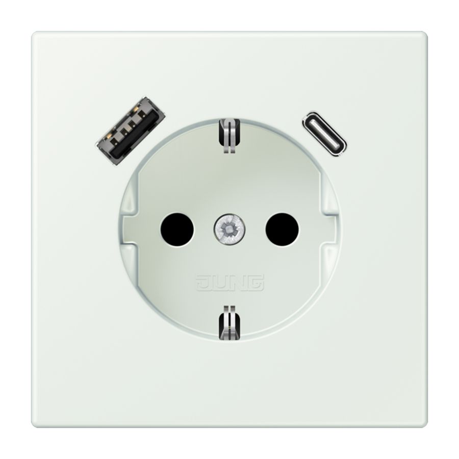 Wandcontactdoos met R/A + lader USB A+C Saf+ LC32024