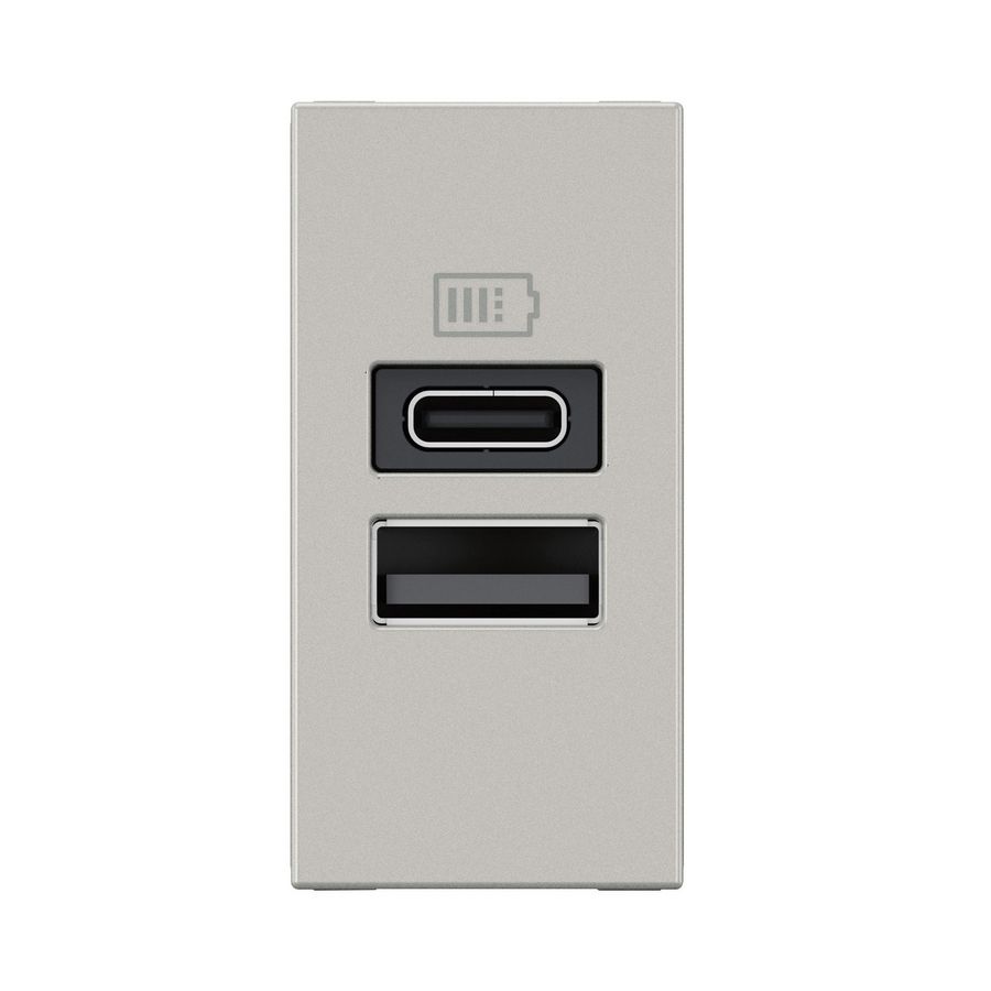 USB lader A + C 15W 1 module ALU Mosaic