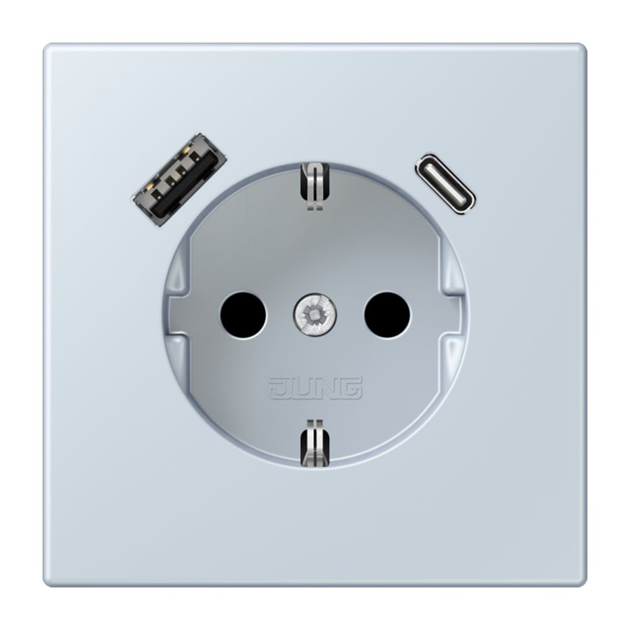 Wandcontactdoos met R/A + lader USB A+C Saf+ LC32023