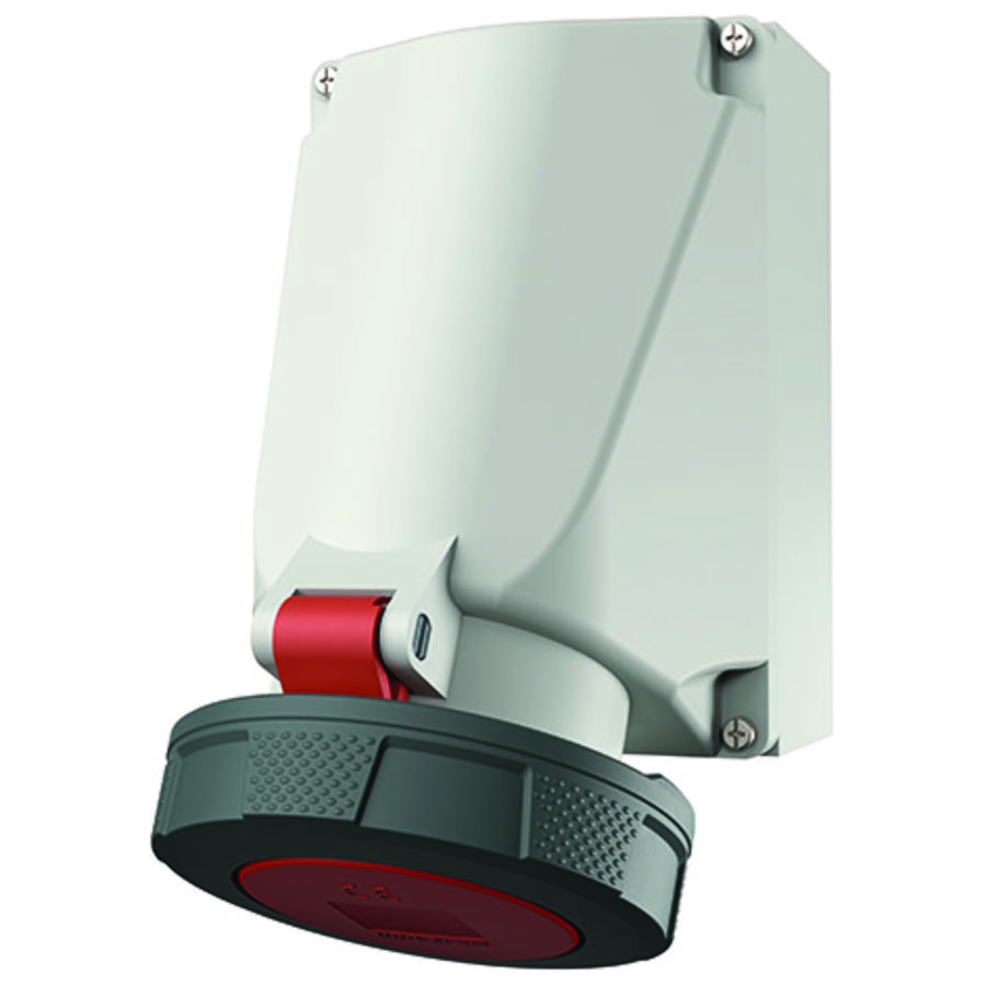 Wandcontactdoos 63A 5-polig 6H 400V IP67
