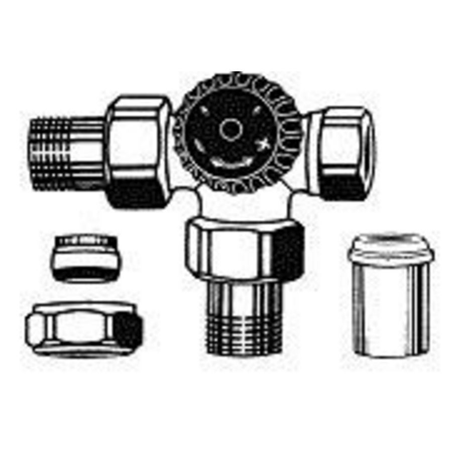 3-wegkraan thermostatisch 1/2"x15mm rechts schroef