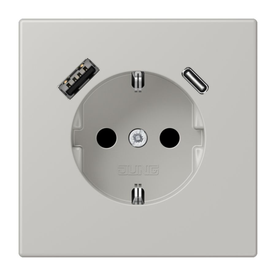 Wandcontactdoos met R/A + lader USB A+C Saf+ LC32013
