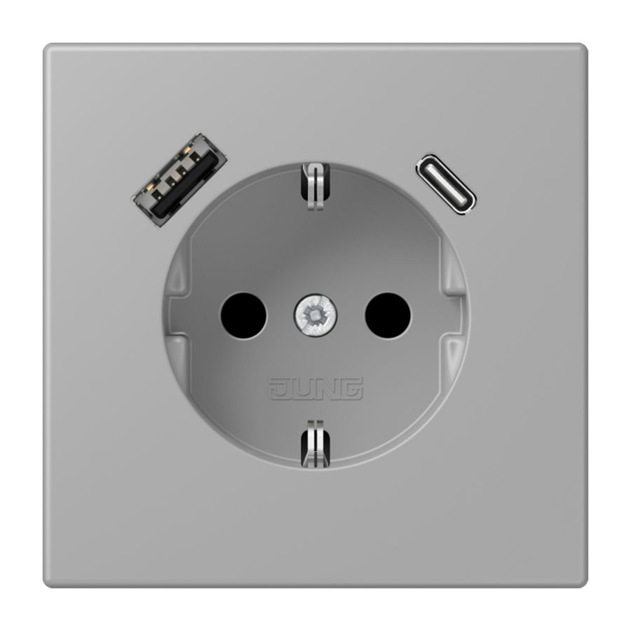 Wandcontactdoos met R/A + lader USB A+C Saf+ LC32012