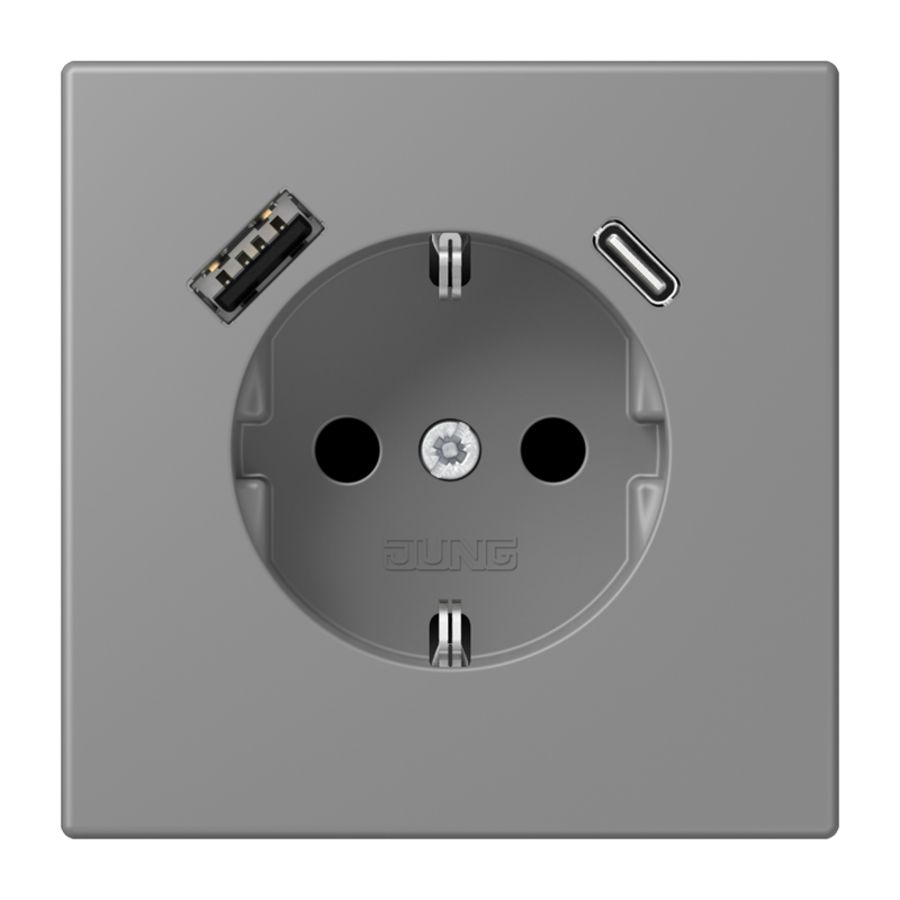 Wandcontactdoos met R/A + lader USB A+C Saf+ LC32011