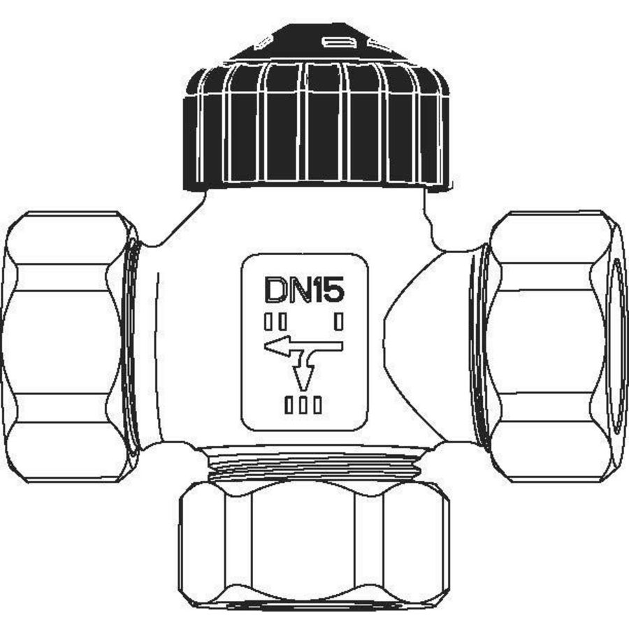 3-wegverdeelafsluiter vlakafdichtend DN15 1/2