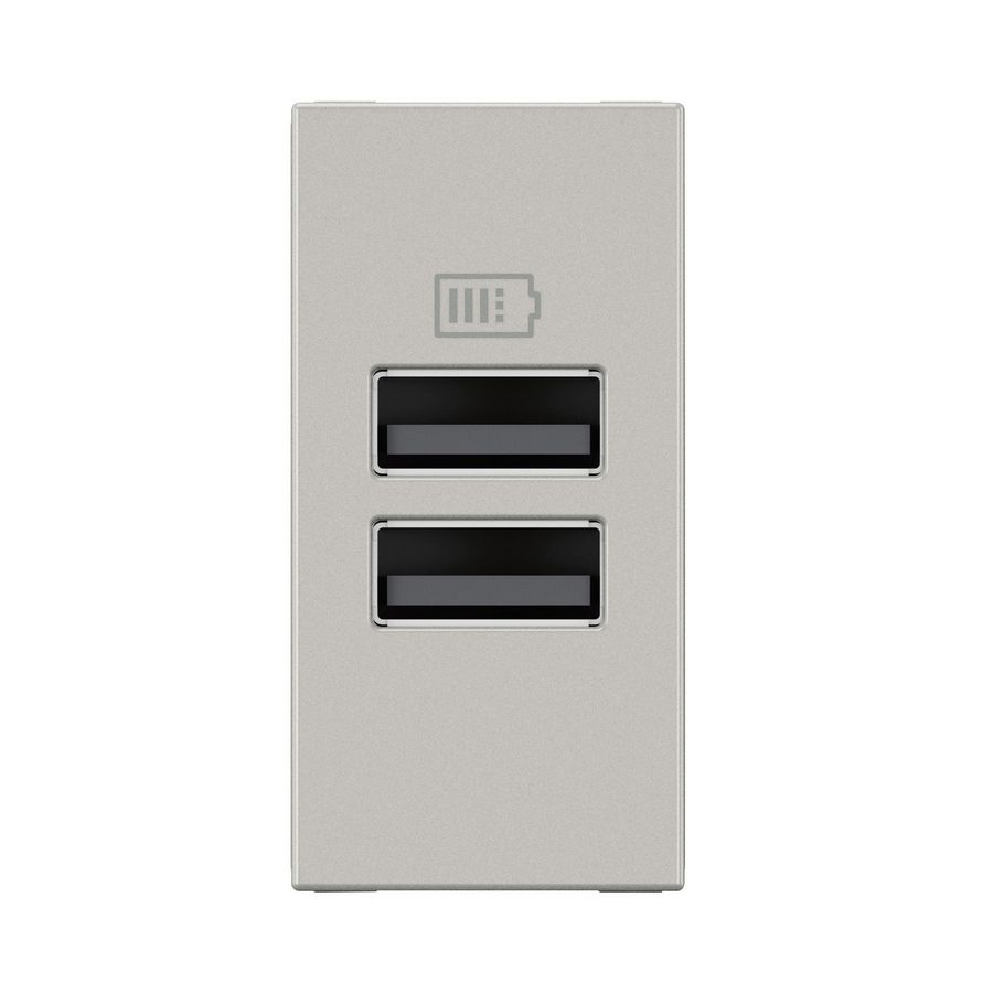 USB lader A + A 15W 1 module ALU Mosaic