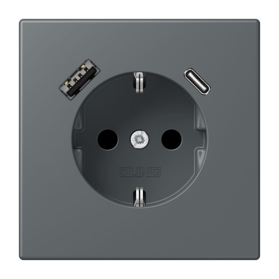 Wandcontactdoos met R/A + lader USB A+C Saf+ LC32010